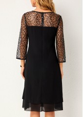 Layered Hem Lace Stitching Round Neck Dress
