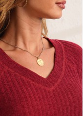 Solid Lace Patchwork Long Sleeve V Neck T Shirt