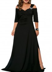 Solid Cold Shoulder Plus Size Dress