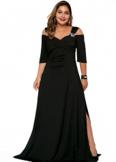 Solid Cold Shoulder Plus Size Dress