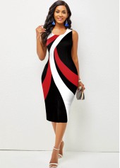 Contrast Printed Sleeveless Round Neck Dress