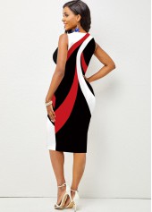 Contrast Printed Sleeveless Round Neck Dress