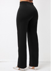 Solid Double Breasted High Waist Pants