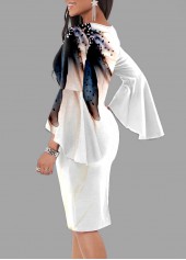 Ink Painting Round Neck Sheath Dress