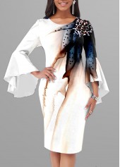 Ink Painting Round Neck Sheath Dress