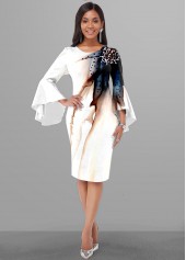 Ink Painting Round Neck Sheath Dress