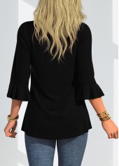 Floral Print Three Quarters Sleeve Round Neck T Shirt