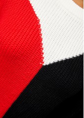 Contrast Round Neck Long Sleeve Sweater