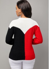 Contrast Round Neck Long Sleeve Sweater