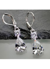 Waterdrop Design Silver Metal Detail Earrings