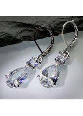 Waterdrop Design Silver Metal Detail Earrings