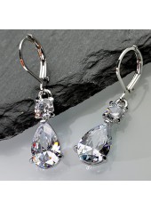Waterdrop Design Silver Metal Detail Earrings