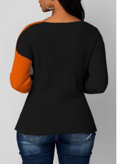 Contrast Asymmetric Hem Long Sleeve Sweater