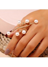 Metal Detail Pearl Design Gold Ring