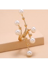 Metal Detail Pearl Design Gold Ring