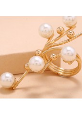 Metal Detail Pearl Design Gold Ring