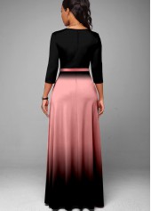 Ombre Double Side Pockets Belted Dress