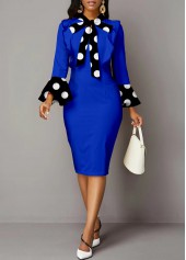 Polka Dot Tie Flare Sleeve Dress