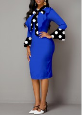 Polka Dot Tie Flare Sleeve Dress