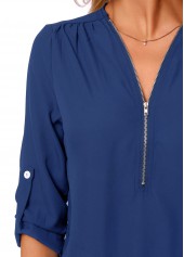 Quarter Zip Long Sleeve Solid T Shirt