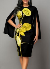 Floral Print Long Sleeve Round Neck Dress