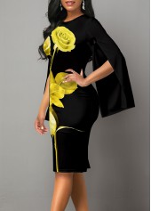 Floral Print Long Sleeve Round Neck Dress