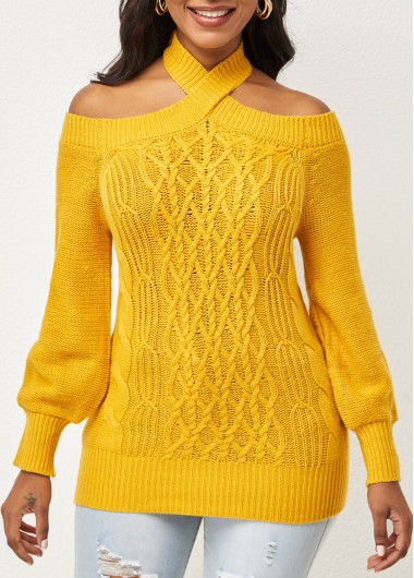 Rosewe Trendy Tie Back Solid Long Sleeve Sweater - S
