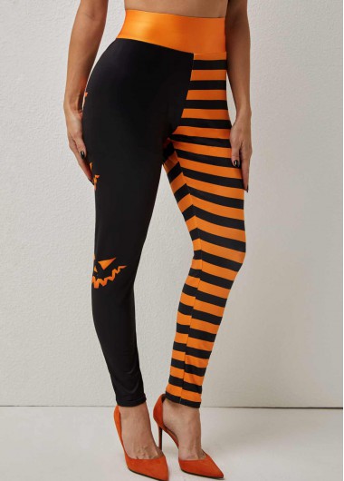 Rosewe High Waisted Skinny Halloween Print Pants - M