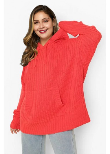 Rosewe Drawstring Plus Size Kangaroo Pocket Hoodie - 1X