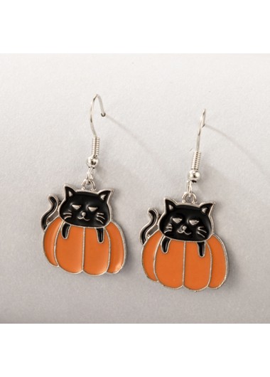 Rosewe Chic Halloween Pumpkin and Black Cat Design Earrings - One Size