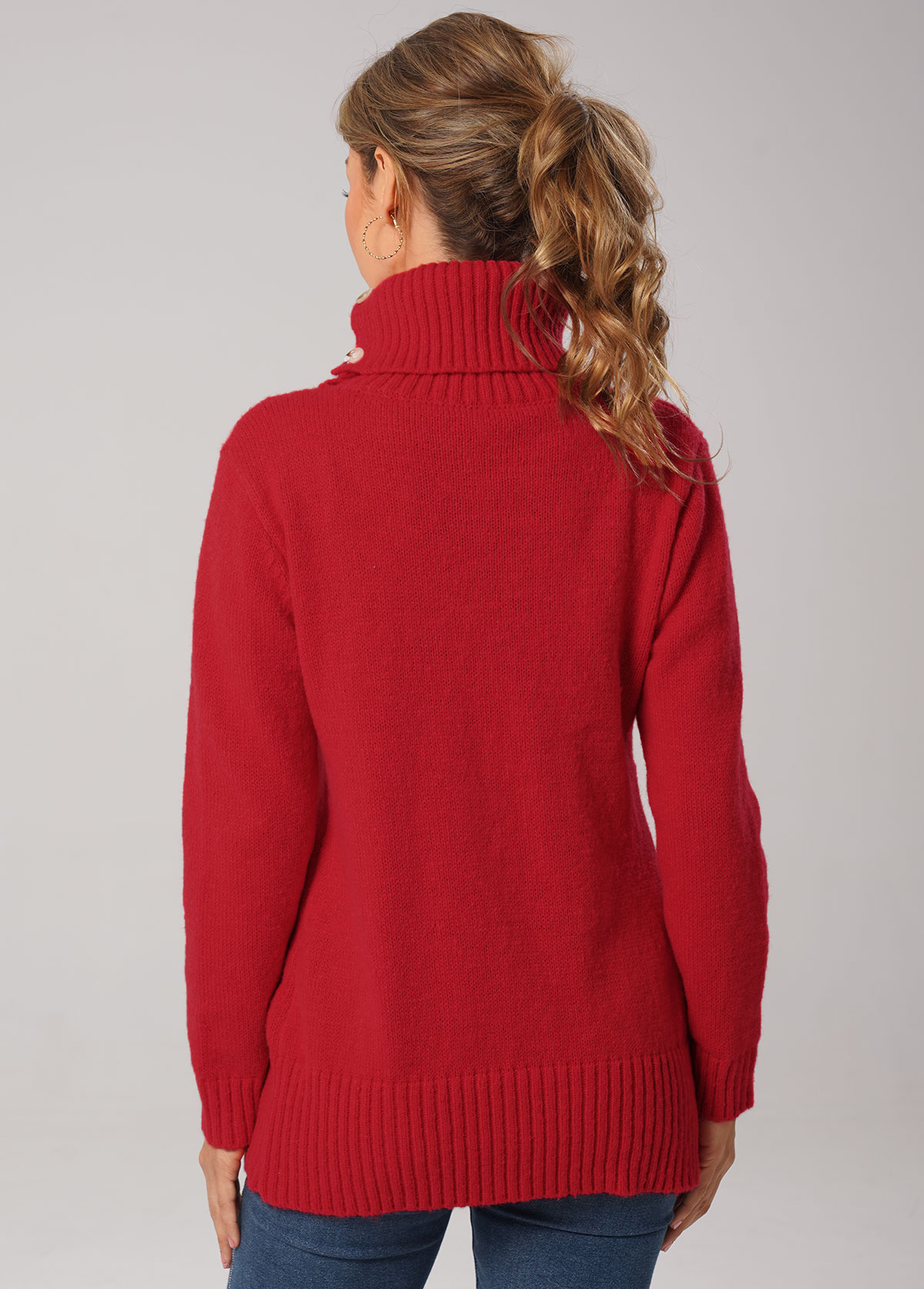 Solid Twisted Long Sleeve Turtleneck Sweater