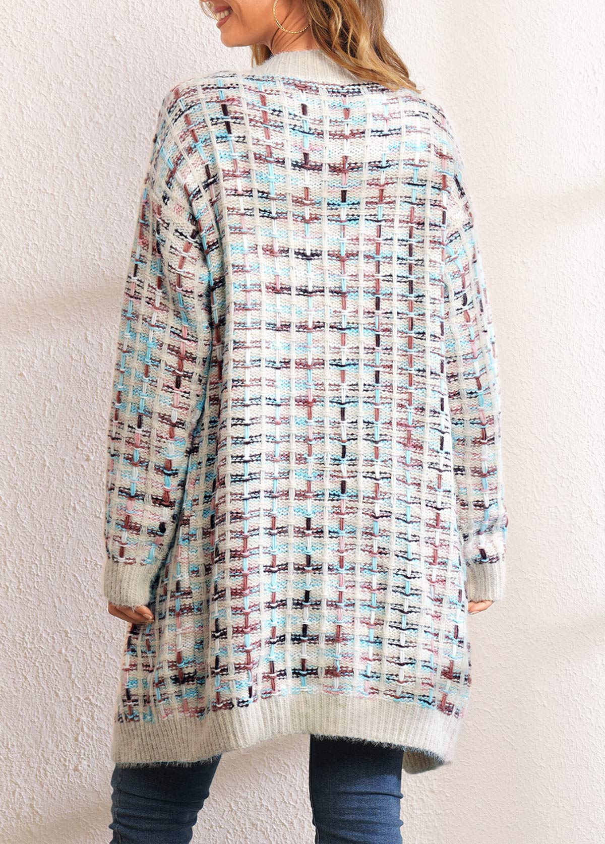 Long Sleeve Open Front Colorful Cardigan
