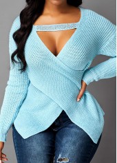 Crossover Hem Cutout Front Long Sleeve Sweater