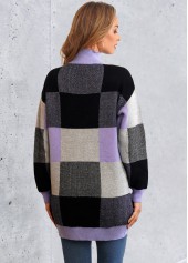 Quarter Zip Plaid Long Sleeve Sweater