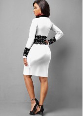Long Sleeve Quarter Zip Lace Stitching Dress