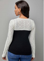 Color Block Round Neck Two Piece Sweater