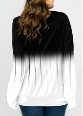 Ombre Print Lace Up Plus Size Long Sleeve Sweatshirt