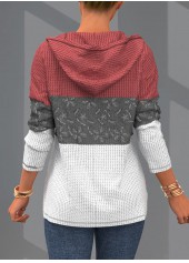 Plus Size Quarter Zip Drawstring Lace Stitching Hoodie