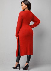 Long Sleeve Cross Front Round Neck Sweater