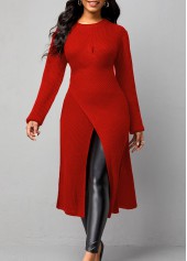 Long Sleeve Cross Front Round Neck Sweater