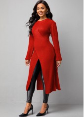 Long Sleeve Cross Front Round Neck Sweater