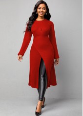 Long Sleeve Cross Front Round Neck Sweater