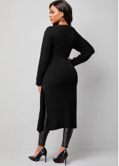 Long Sleeve Cross Front Round Neck Sweater