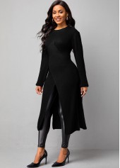 Long Sleeve Cross Front Round Neck Sweater