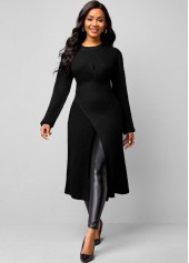 Long Sleeve Cross Front Round Neck Sweater