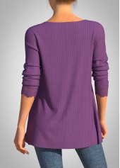 Purple Plus Size Long Sleeve Fake Two Piece Twinset