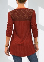 Lace Patchwork Round Neck Solid T Shirt