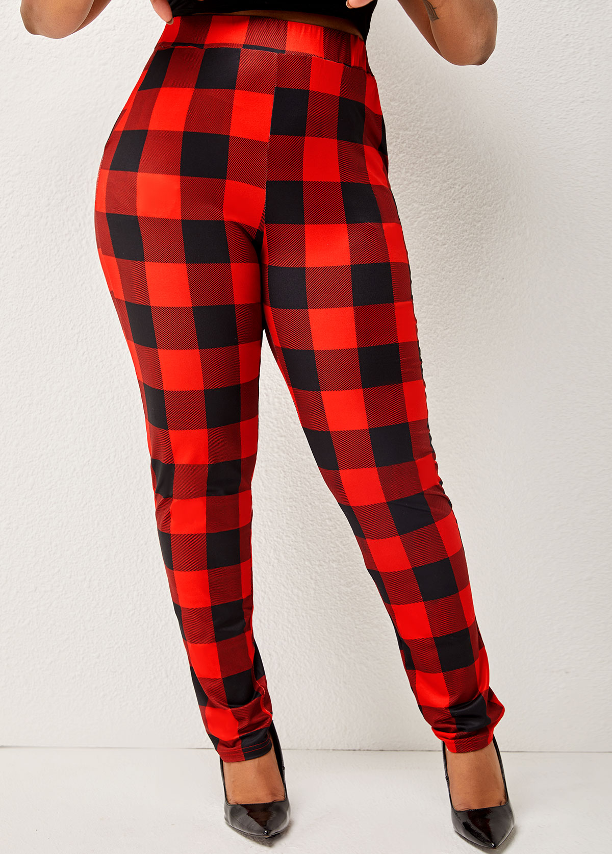 High Waisted Red Double Side Pockets Pants