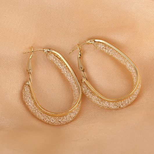1 Pair Circular Shape Gold Metal Detail Earrings