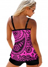 Paisley Print Wide Strap Purple Tankini Set